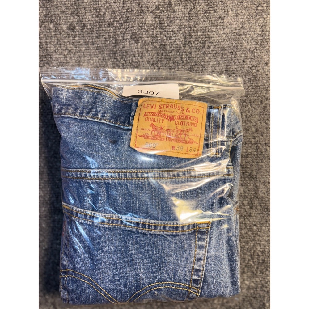Levi's 569 Straight Jeans Men 38x34 Blue Denim Loose Fit Red Tab Double Stitch - Picture 10 of 10